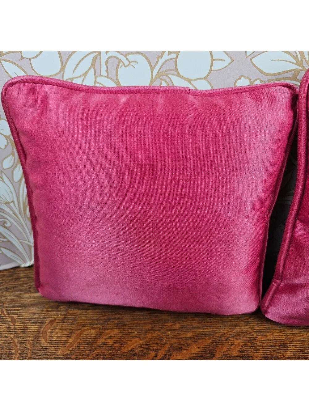 Pair Vintage French Country Tapestry Pillows Pastoral Courting Scenes Pink